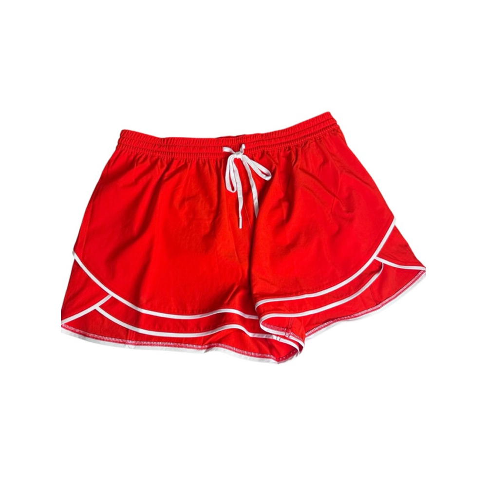 Women's CALIA Red High-Rise Step Up Athletic Shorts m with White Trim ws 6